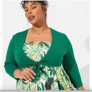 Torrid Super Soft Shrug Tie-Front Shrug in Green Size 1X